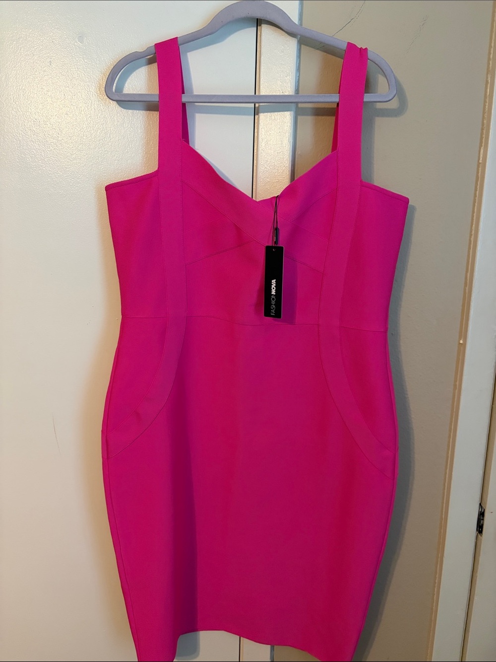 Fashion Nova Bandage Hot Pink Sleeveless Sheath Dress - 2X
